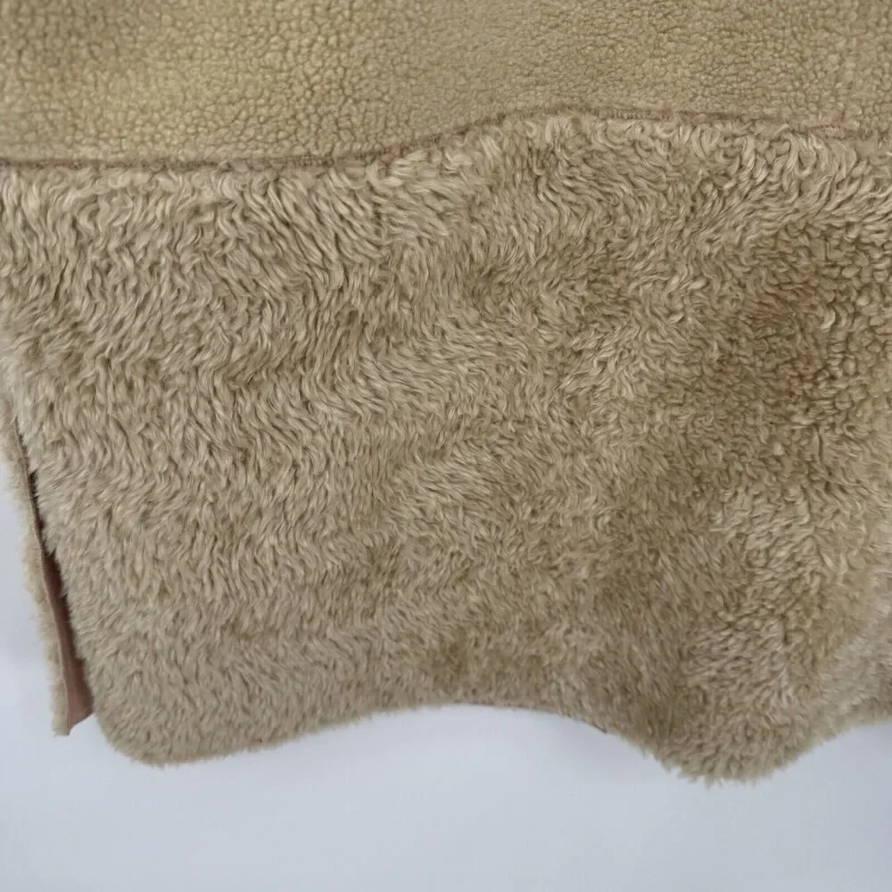 Zara Tan Faux Suede Teddy Sherpa Jacket Coat Oversized Size Large Pink - Picture 11 of 11